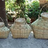 农家竹编鱼篓背篓竹篮竹鱼篓装 饰道具花篮鱼娄舞蹈演出道