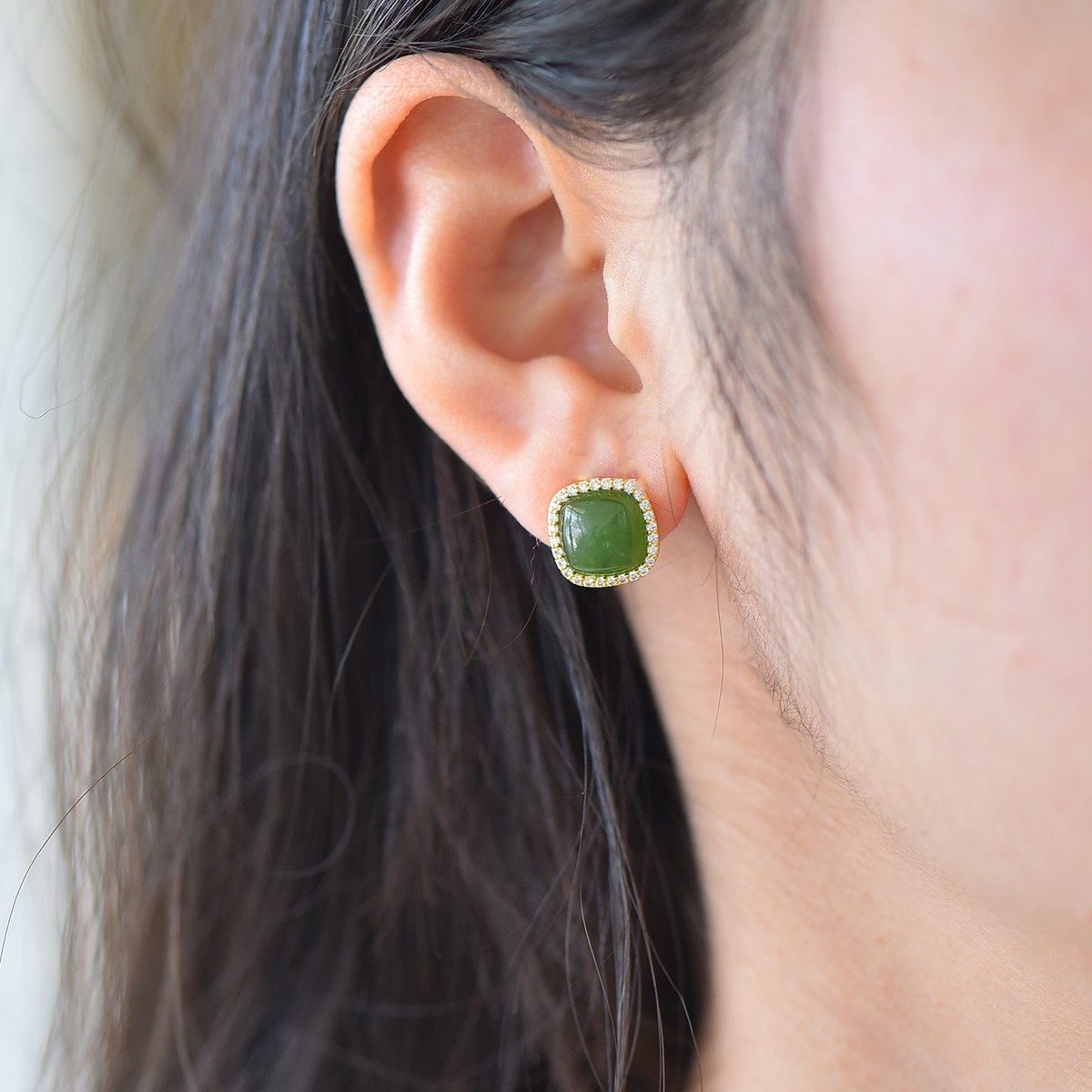 s925银镶和田玉方形鼓面耳钉,珠宝/钻石/翡翠,耳饰,淘宝优惠券,粉丝福利购,淘宝优惠卷