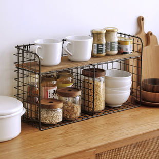 铁艺双层置物架落地多层卧室床头厨D房杂物收纳架子桌面储物免打