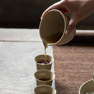 家用日式 草木灰陶瓷公道杯 复古手工茶海功O夫茶具配件公杯分茶器