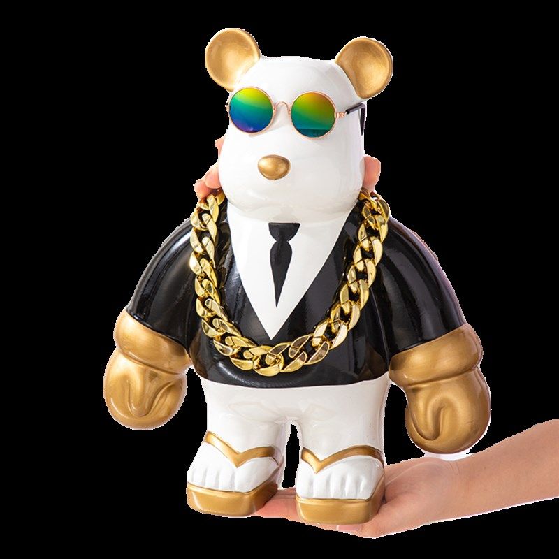 轻奢创意家居社会熊桌面存钱x罐树脂摆件玄关迎宾客厅乔迁新居礼,家居饰品,桌面摆件,淘宝优惠券,粉丝福利购,淘宝优惠卷