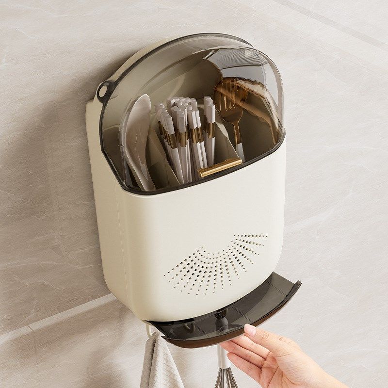 轻奢筷子筒置物架家用壁挂筷子篓厨房筷笼勺子防R潮带盖沥水收纳,餐饮具,筷子盒,淘宝优惠券,粉丝福利购,淘宝优惠卷