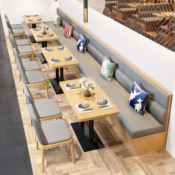 西餐厅咖啡厅甜品店音乐餐吧火锅餐饮饭店靠墙卡座沙发桌椅组合