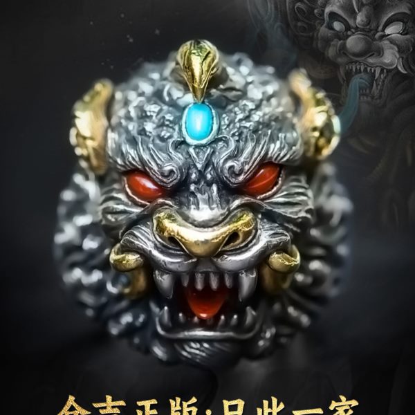 入魂级！超霸气貔貅戒指！仓吉手工男女扳指环S925银镶嵌复古礼物