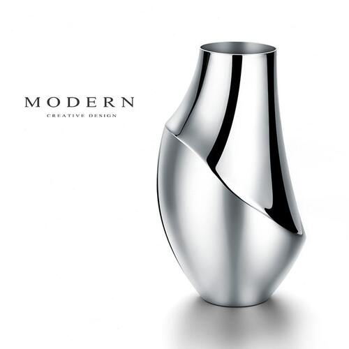 摩登MODERN北欧简约不锈钢花瓶轻奢样板房软装饰客厅摆件插花花器