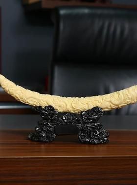 树脂工艺品新款创意中式风格龙纹象牙摆件仿象牙客厅书房艺术摆件