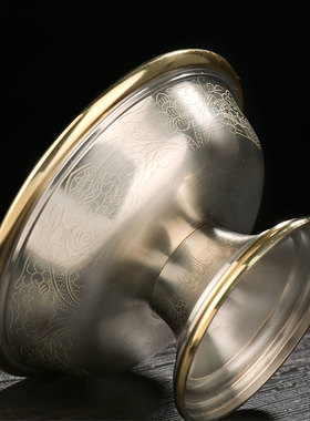 快速发货尼泊尔手工黄铜护法杯铜制供佛杯家用藏式T杯光面民族风