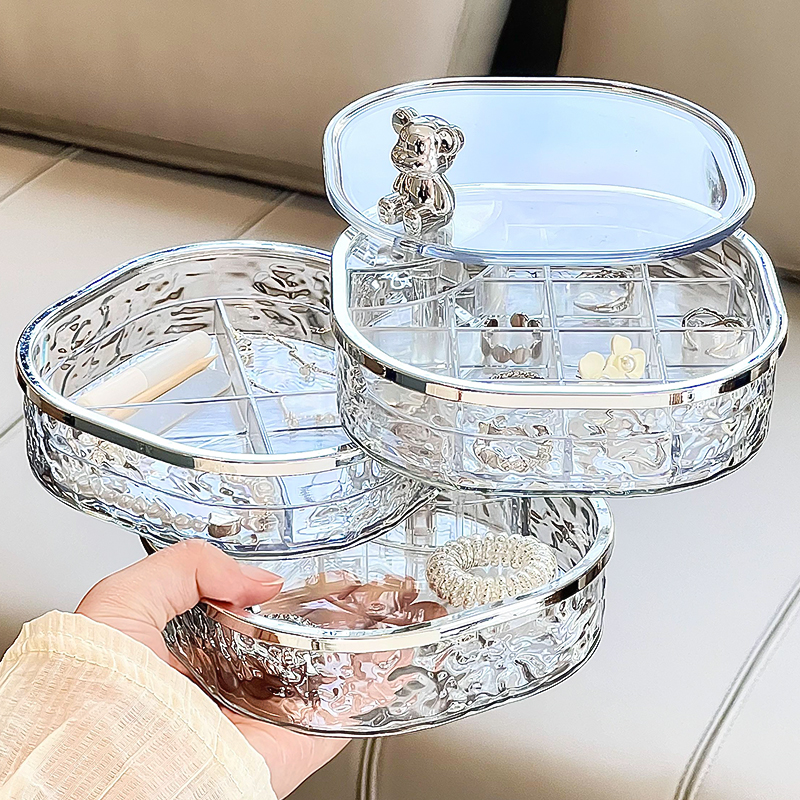 速发尊旋精首饰致纳盒转收手饰品耳环耳钉项链多功能收纳盒子