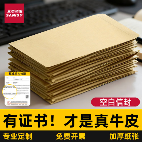 加厚信封信纸空白无字牛皮纸a4信封定制大信封袋复古黄色可邮寄资料袋1号票据专用5号工资袋定制定做印刷logo