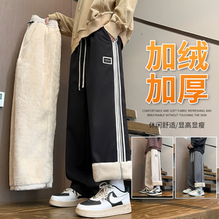 冬季羊羔绒长裤子男孩青少年学生13加绒加厚15岁大童休闲运动卫裤