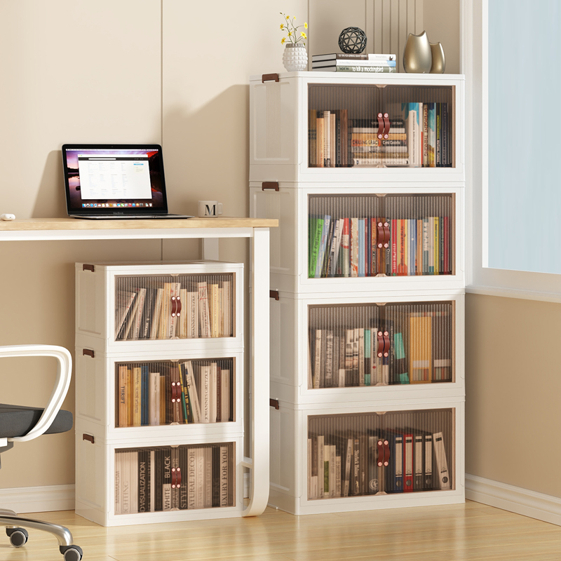 可折叠免a安装书架炕边儿童简易书柜置物架落地防尘多层收纳架靠