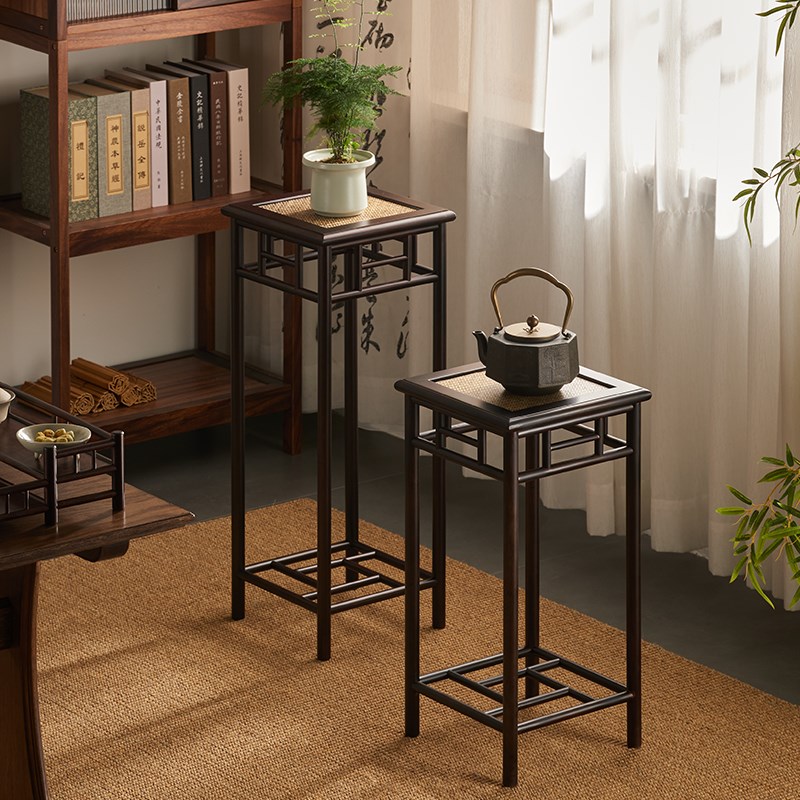 邱师傅竹木花架置物架落地式室内客F厅摆件花盆中式花架子盆景架