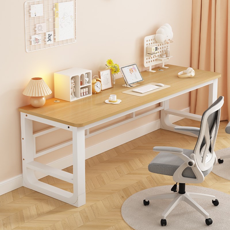 实木书桌电脑桌办公桌家用卧室桌子E长方形长条桌可移动双人电脑