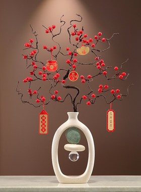 石来运转招财聚宝k猫花瓶摆件寓意好玄关入户门花艺装饰客厅细高