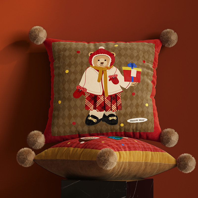 玩熊秀场新年红色客厅沙发抱枕轻奢高级感家用腰枕靠垫枕套不含芯,居家布艺,靠垫/抱枕,淘宝优惠券,粉丝福利购,淘宝优惠卷