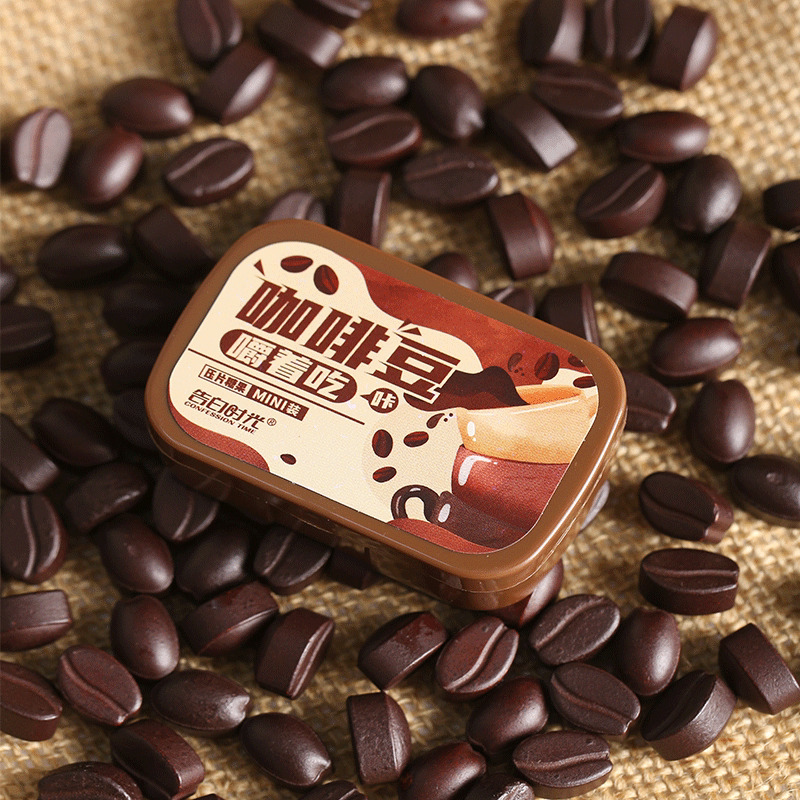 咖啡豆糖可嚼学生上学解犯困网红休闲零食即食压片硬糖果清爽提神