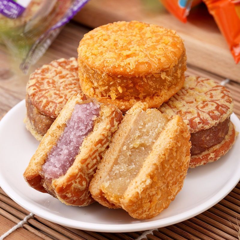 广西儿时板栗油炸香芋夹心饼干软糯芋泥饼香酥老式独立包装批发价