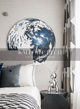 欧式轻奢时尚银色机器兔子摆件样板间酒店样品屋展示中心儿童房软