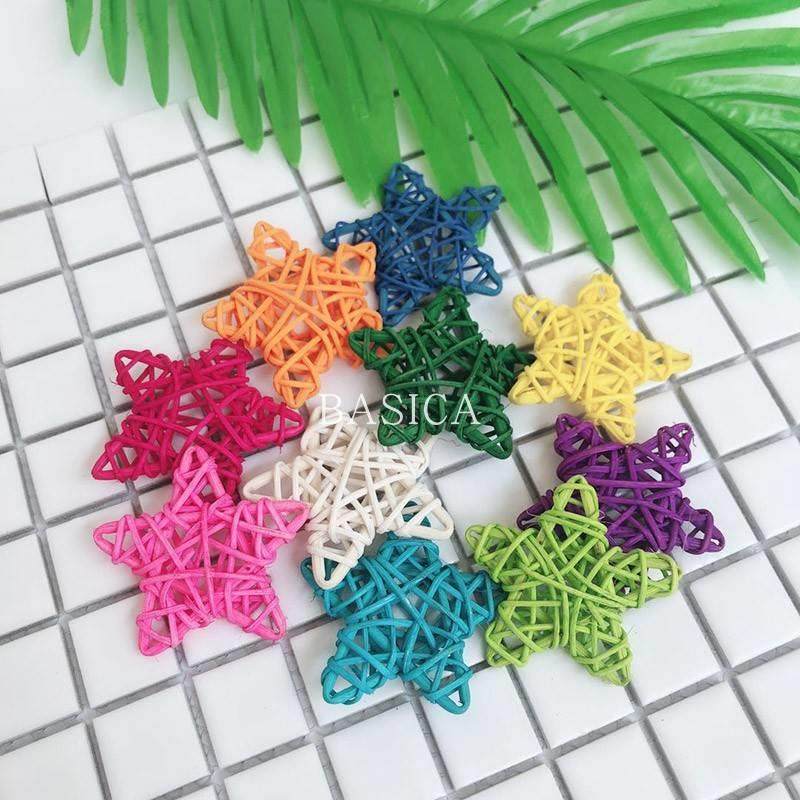 彩色藤制圆球星星爱心形小鱼装饰品网红墙装饰品少女心网格照片墙