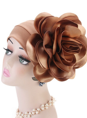 Fashion Big Flower Turban Hat Women Muslim Hijabs Cap India