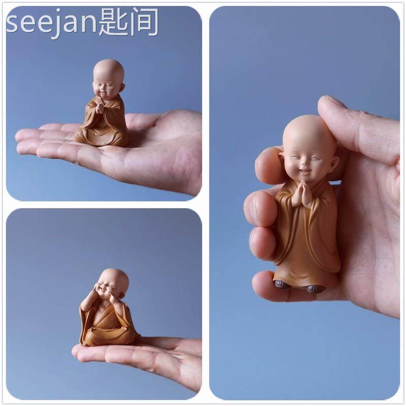 迷你小佛像一休慧能小和尚摆件禅意古风茶台办公桌装饰品日式沙弥