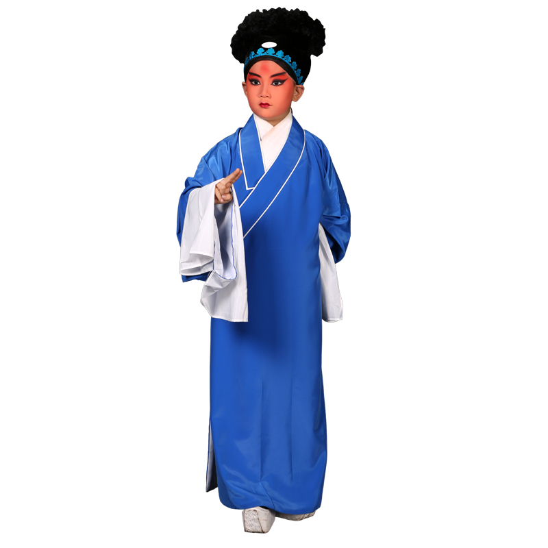 正龙戏装素小生衣/学生少儿戏曲演出服装京剧老生道袍许仙素褶子