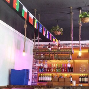 水吧餐厅吧台悬挂酒架红酒杯架欧式挂吊杯架吊柜置酒架倒挂高脚杯