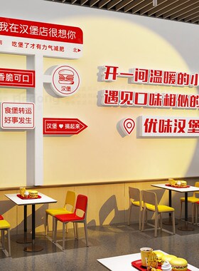 好货汉堡店墙面装饰网红炸鸡披萨厅布置用品贴画打卡拍照区玻璃门
