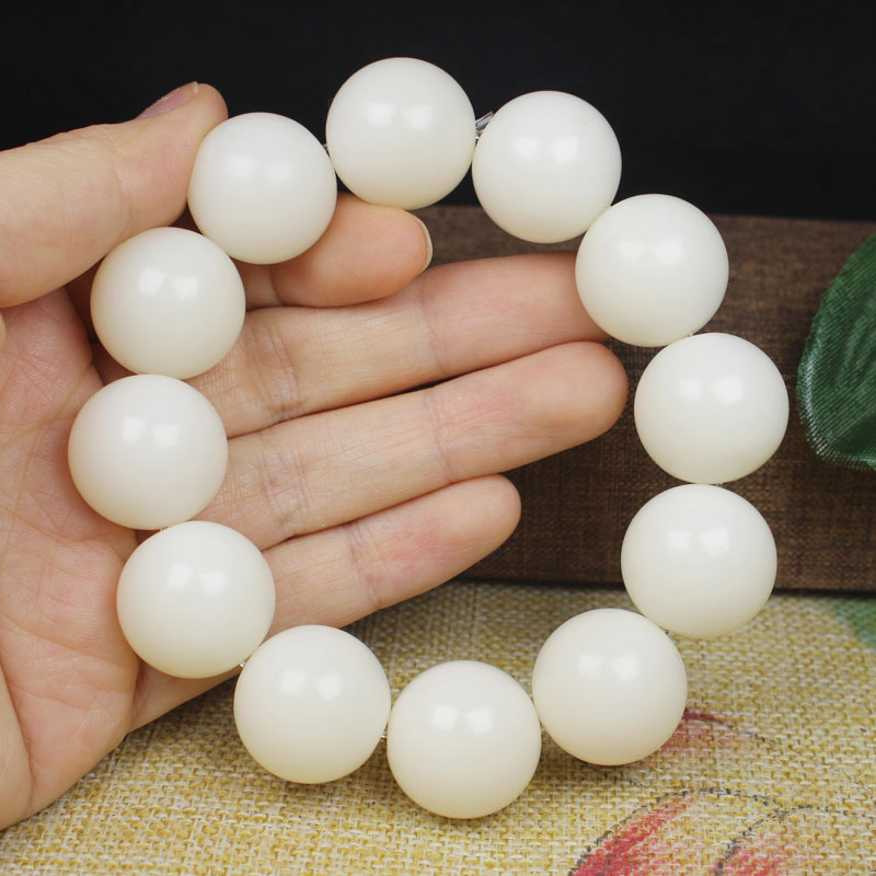 天然白菩提根单圈佛珠念珠顺白大白玉菩提子乳白色圆珠手串手链