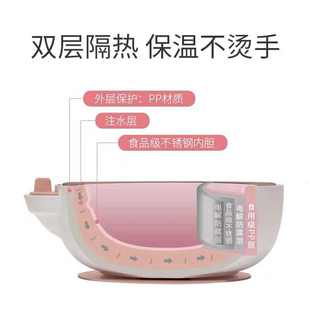 吃饭辅食防摔婴儿不锈钢吸盘 宝升可爱宝宝注水保温儿童餐具套装