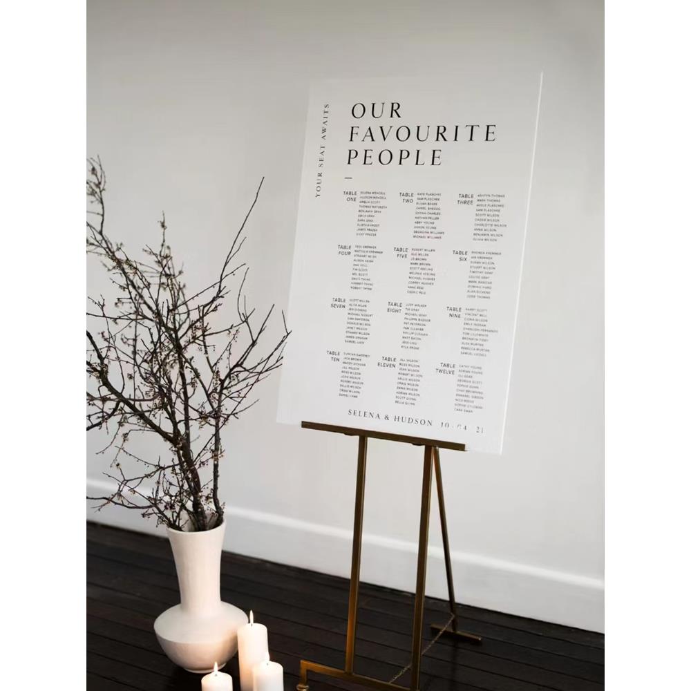 婚礼宴会席位表seating chart订婚生日开业宴请席位表户外座位牌