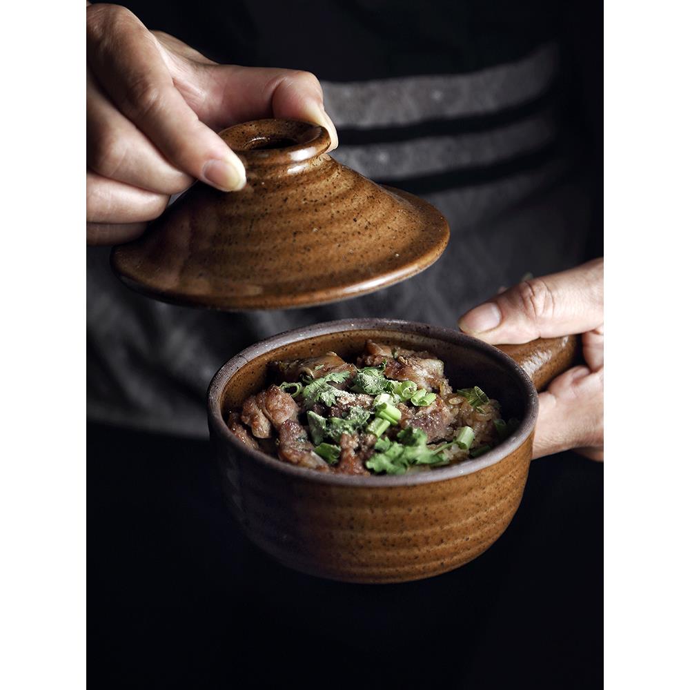 泽滕家创意砂锅炖锅粗陶微波小锅家用煲仔饭高温汤锅健康带盖汤锅