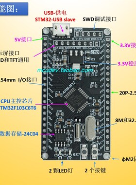 STM32F103C6T6开发板 STM32F103C8T6系统板单片机核心板 STM32