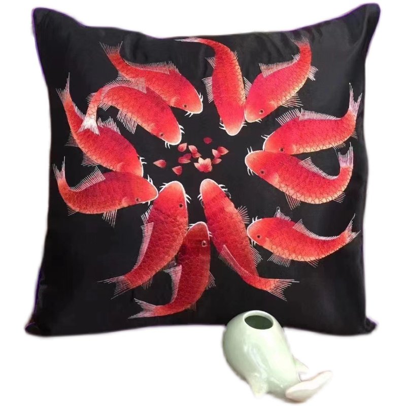 精选汉墨记国风苏绣抱枕套国潮中式沙发客厅含芯刺绣靠枕大靠背垫