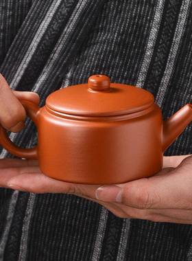 手经典潮州手拉朱泥壶郑氏工冲泡茶壶倒立紫砂壶茶壶家用QVI夫茶