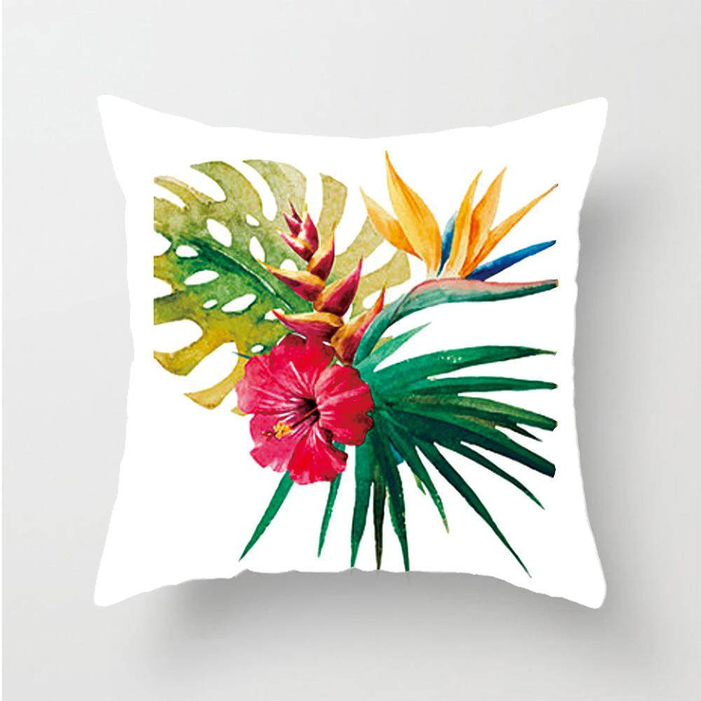 ins网红绿植抱枕跨境新款印花抱枕时尚布艺小清新短毛绒靠枕