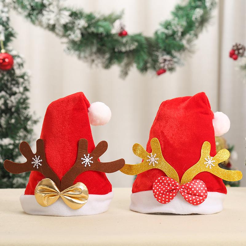 圣诞节装饰圣诞帽成人儿童卡通帽鹿角圣诞老人装扮节日礼物圣诞帽