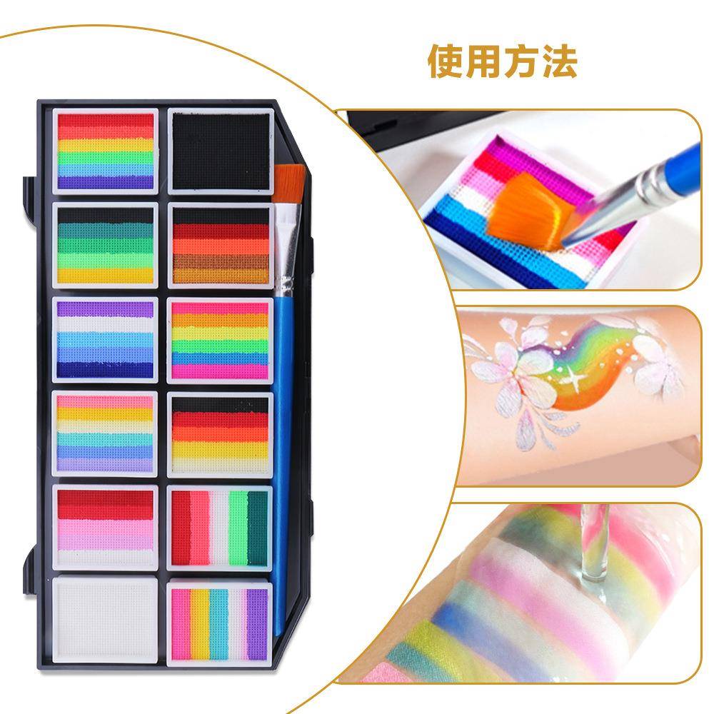 新款12格彩绘脸部颜料儿童面部彩绘颜料水溶性荧光脸彩工厂