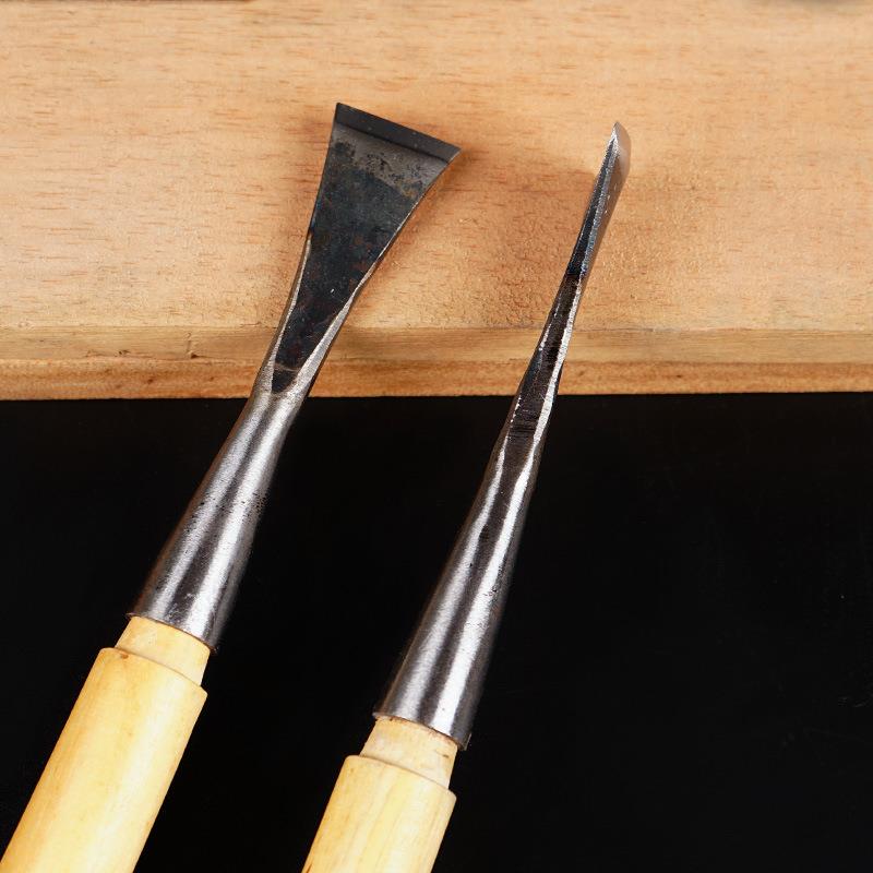 木雕工具东阳手工木工雕刻刀木工凿子直刀带把磨好打坯平刀
