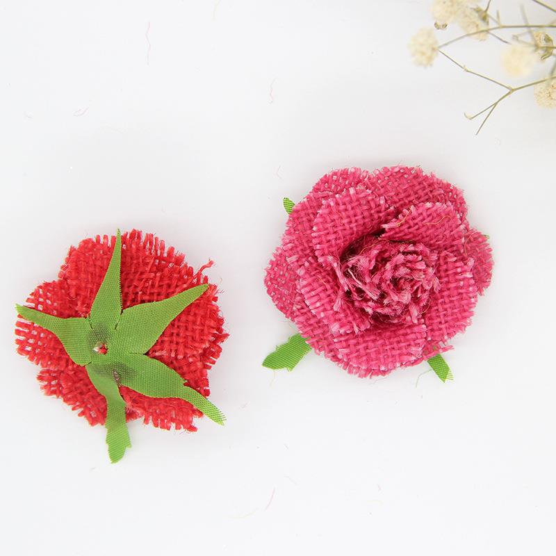 厂家直销欧美手工麻布花圣诞婚庆派对鞋花帽花个性礼服