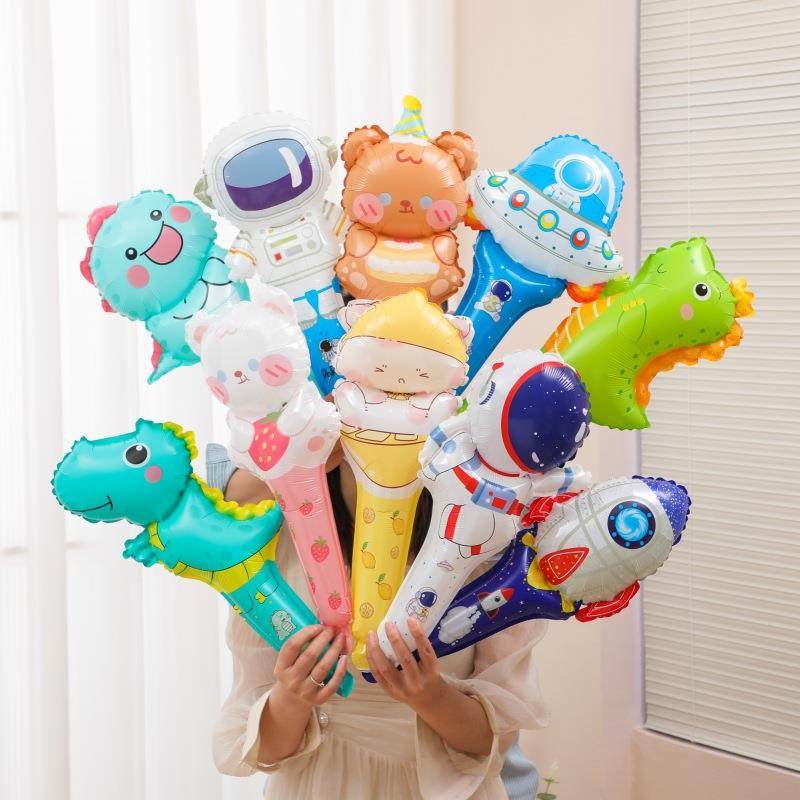 大号手持打击棒太空人恐龙主题地推小礼品儿童生日男孩卡通气球