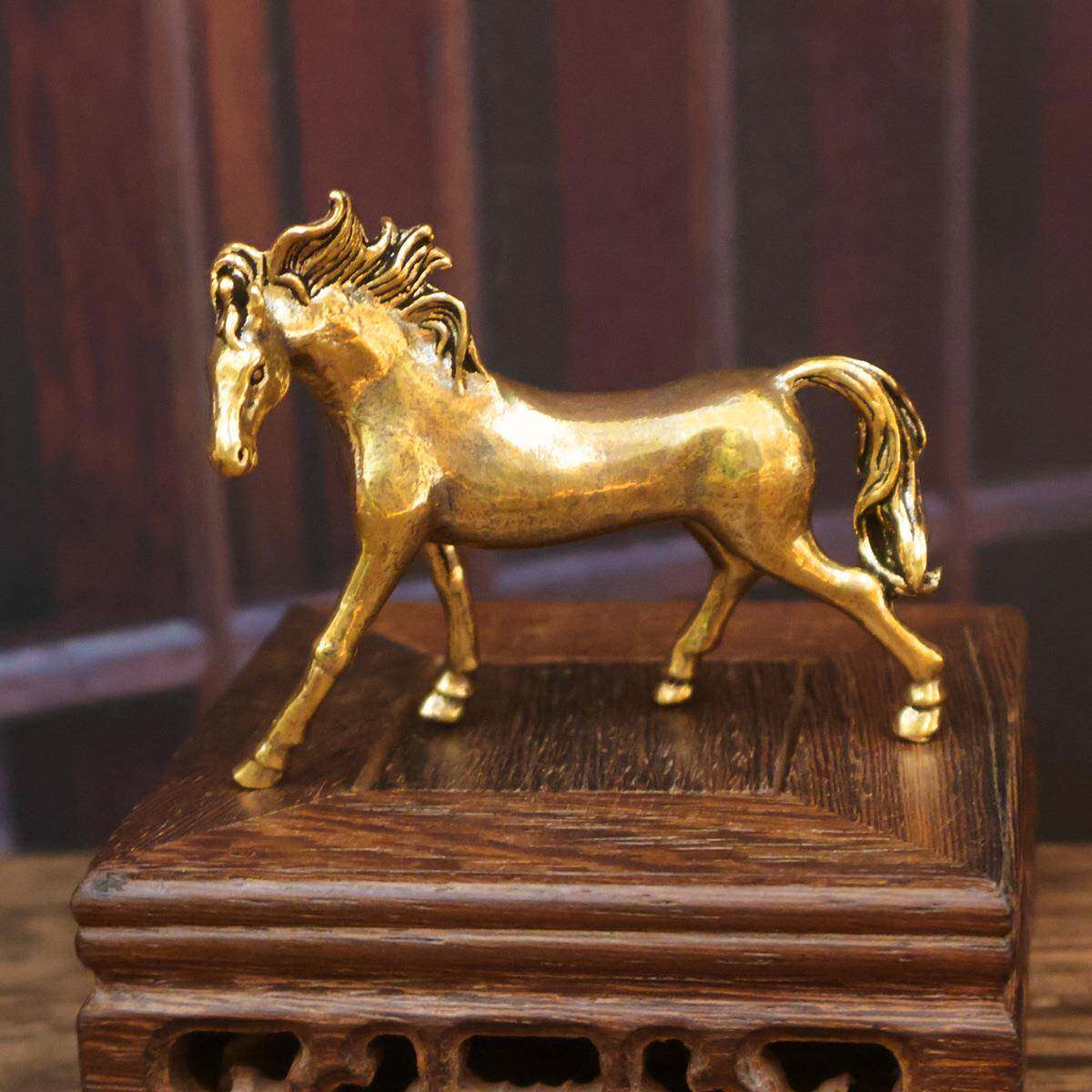 黄铜马到成功生肖马招财摆件办公桌面茶宠千里马装饰品摆件铜古玩