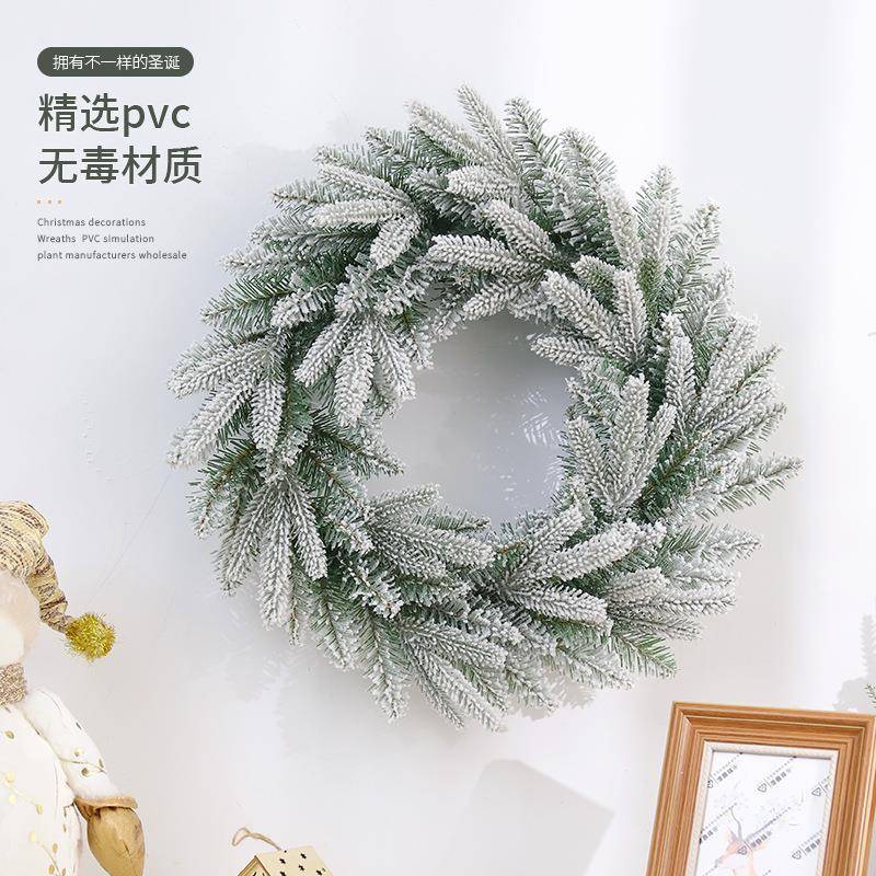 亚马逊圣诞节PE混合花环装饰品创意门挂圣诞树圈挂饰礼物布置