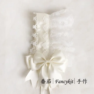FanQ lolita生成色发带 洛丽塔哥特暗黑头饰lo娘黑白色KC头饰