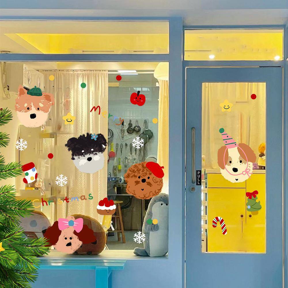 2026新年装饰布置静电贴店铺橱窗玻璃装饰贴纸圣诞节窗花门贴墙贴