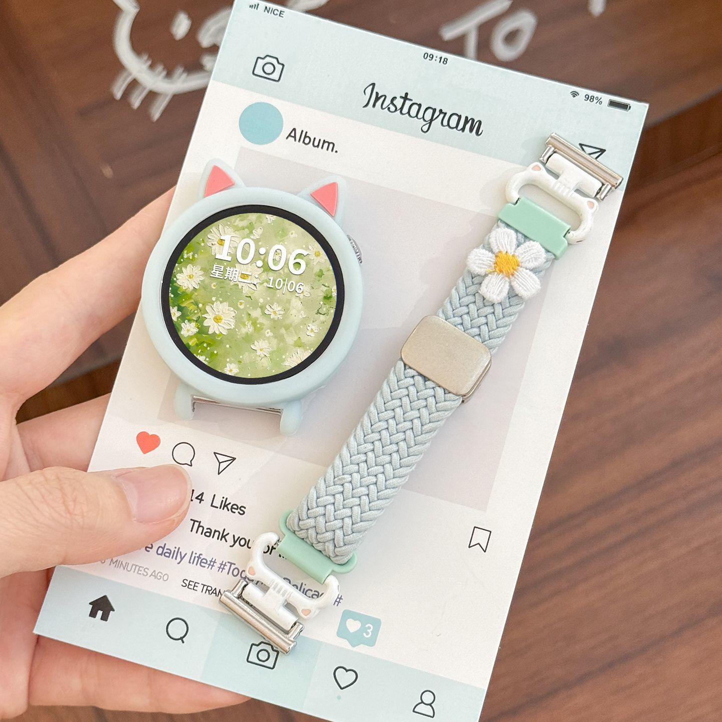 适用华为gt5/gt4表带gt5pro刺绣花朵watch5/43pro手腕带男女夏