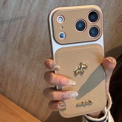 ins风皮纹复古小马手机壳iPhone17promax保护壳1314全包小众1516