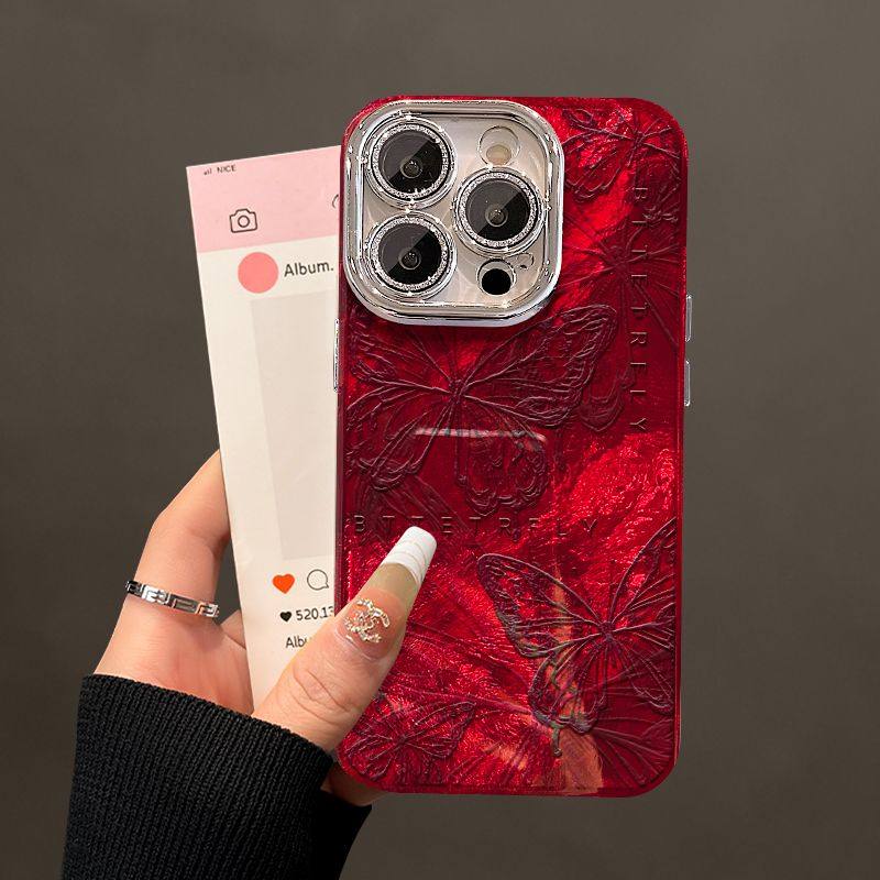 新年红色线条蝴蝶苹果16华为vivo精孔冰川纹OPPO小米iPhone手机壳,个性定制/设计服务/DIY,手机壳/保护套定制,淘宝优惠券,粉丝福利购,淘宝优惠卷