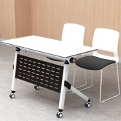 办公折叠桌组合拼接椭圆长条w形会议桌教培学生培训学习桌滑轮固
