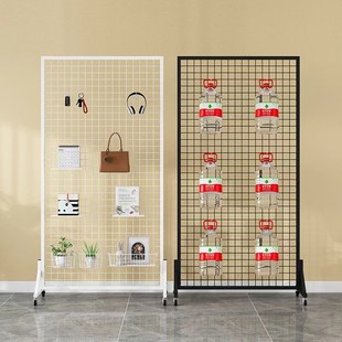 网格展示架落f地移动幼儿园作品画展书画展会饰品收纳置物架铁网